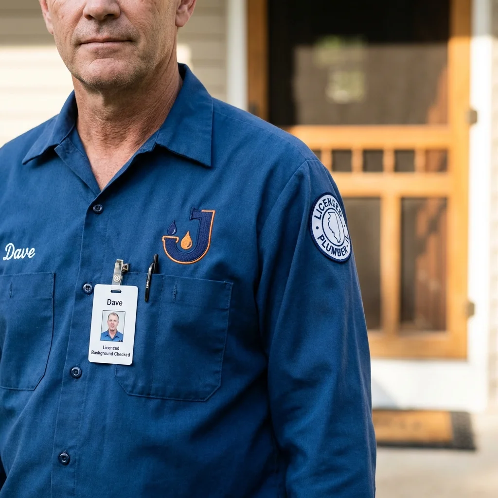 Licensed plumber showing ID badge in Williston Park, NY