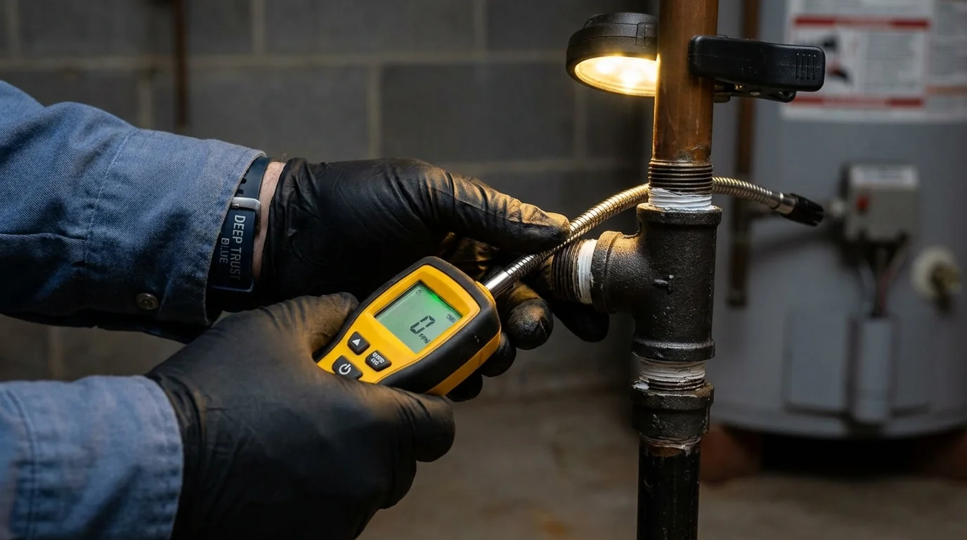 Gas leak detection with electronic sniffer by Johns Plumbing LLC in Williston Park