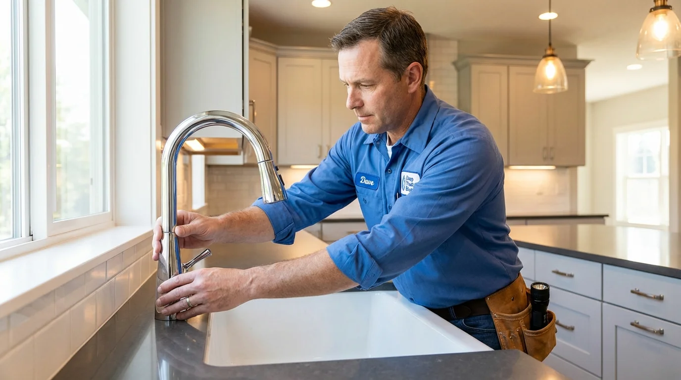Kitchen faucet installation by Johns Plumbing LLC in Williston Park