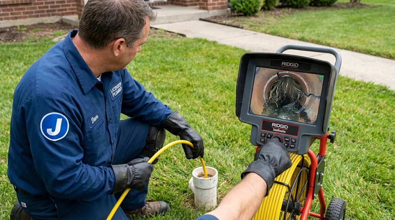 Sewer camera inspection being performed by Johns Plumbing LLC in Williston Park