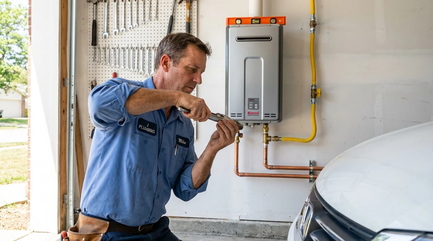 Tankless water heater installation by a Johns Plumbing LLC plumber in Williston Park